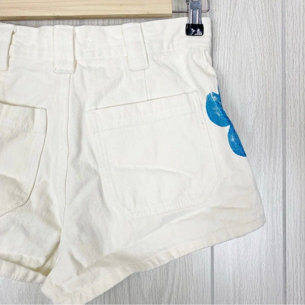 Pacsun | White Denim Peace Sign Doddle Shorts Size 24 - Picture 7 of 9